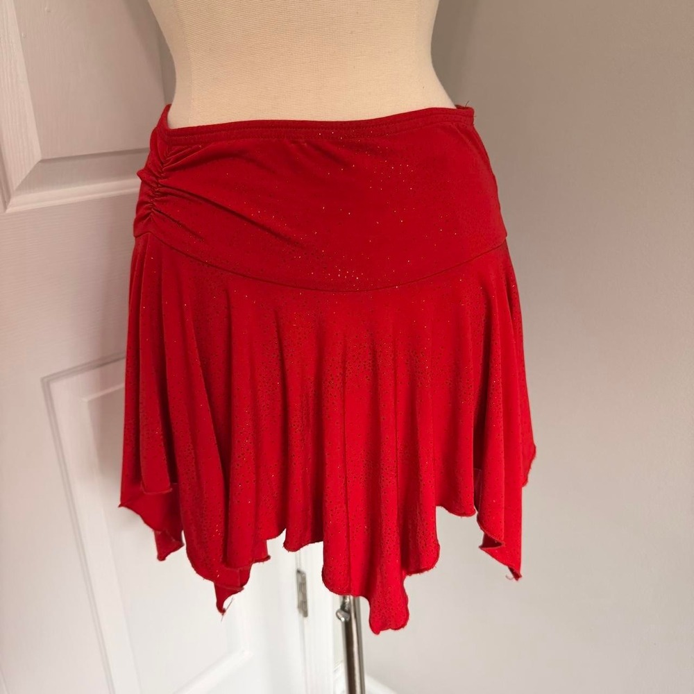 Y2K RED GLITTERY AMY BYER SIDE ASYMMETRICAL MINI SKIRT